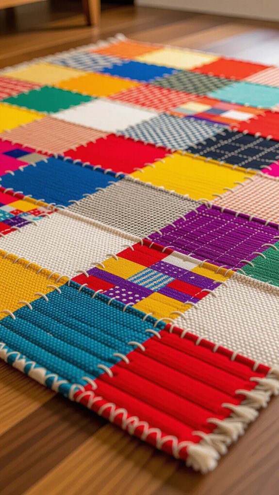 cozy colorful patchwork rug