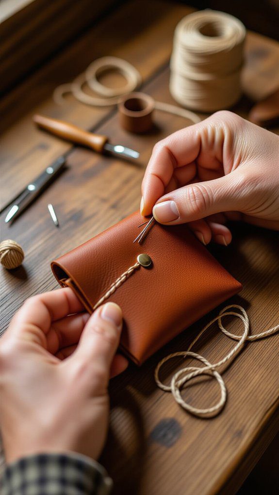 diy leather pouch creation