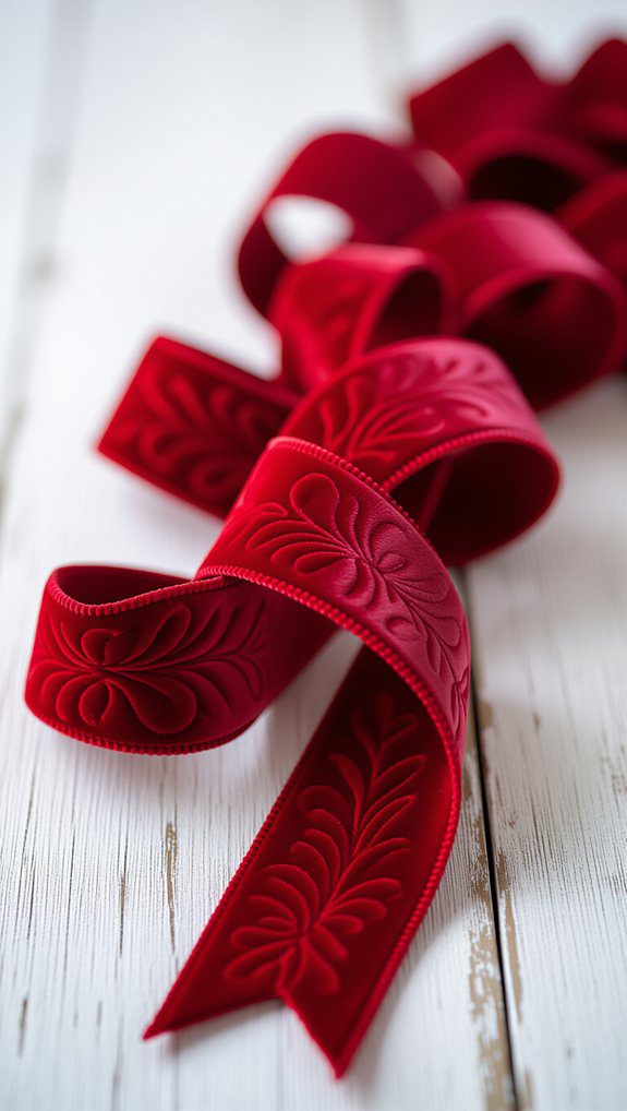 elegant embossed velvet ribbons