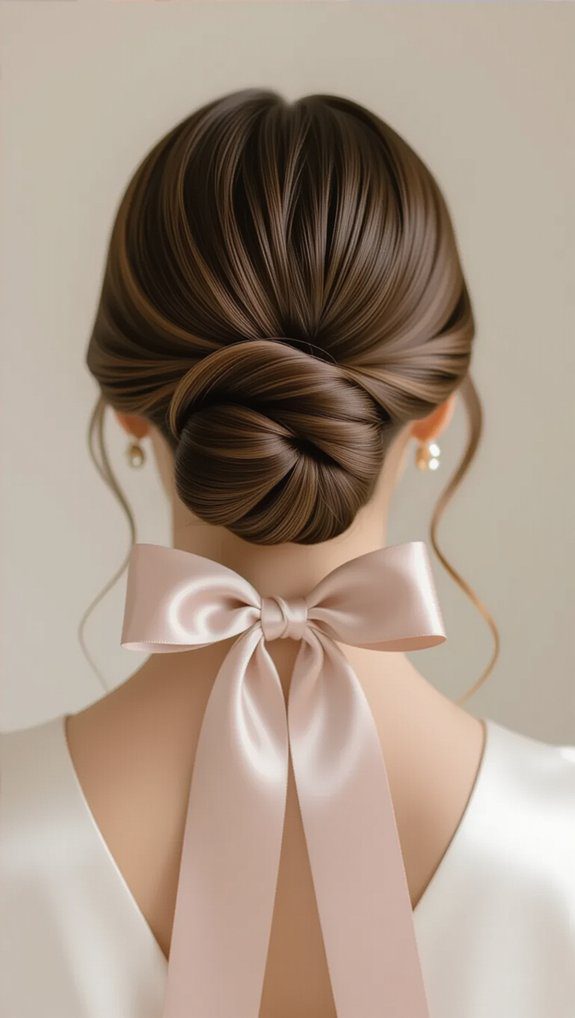 elegant ribbon wrapped bun