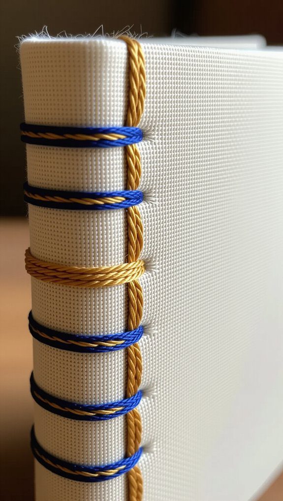 embroidered spine adds character