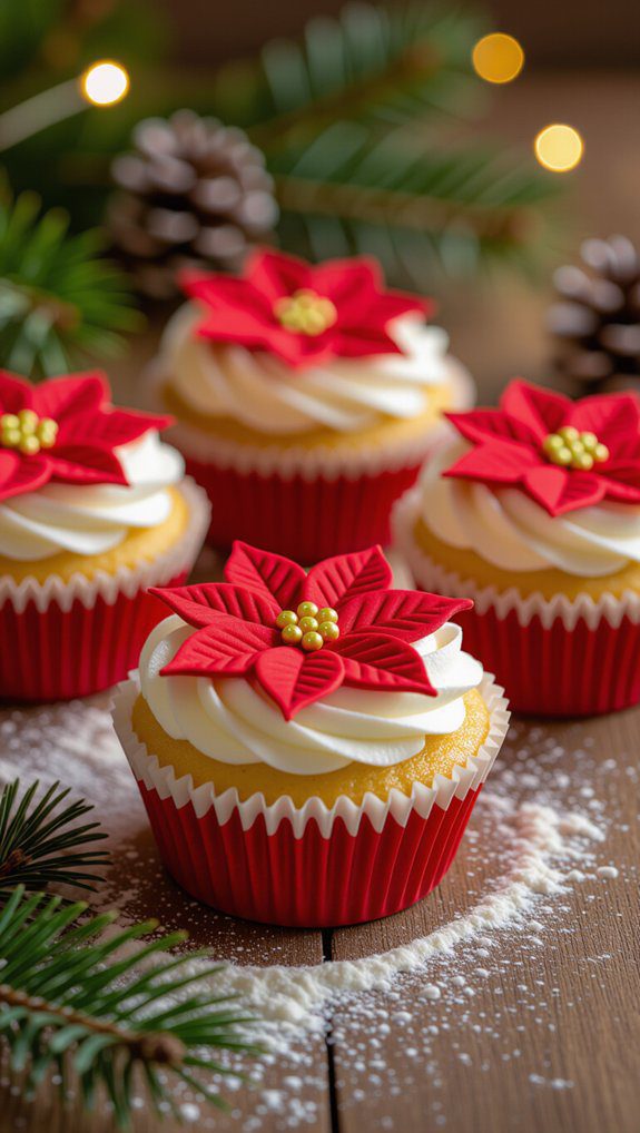 festive poinsettia cupcake liners