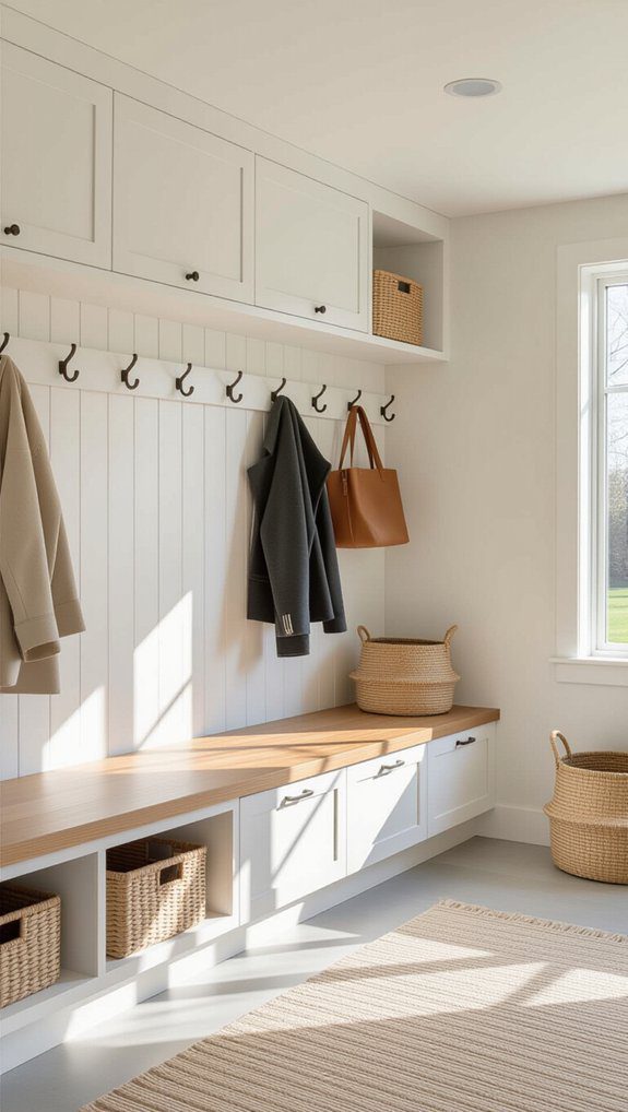 15 Garage Mudroom Ideas DIY Storage Solutions For Busy Families 10 floating bench with storage