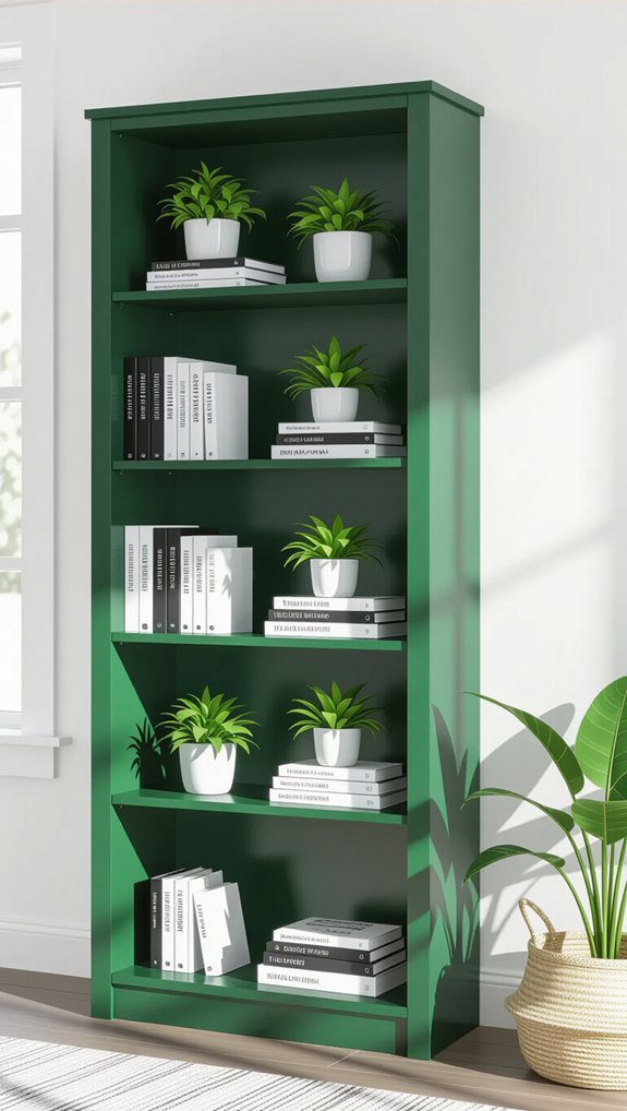 28 Simple DIY Bookshelf Ideas to Show Off Your Collection 17 forest green shelving decor
