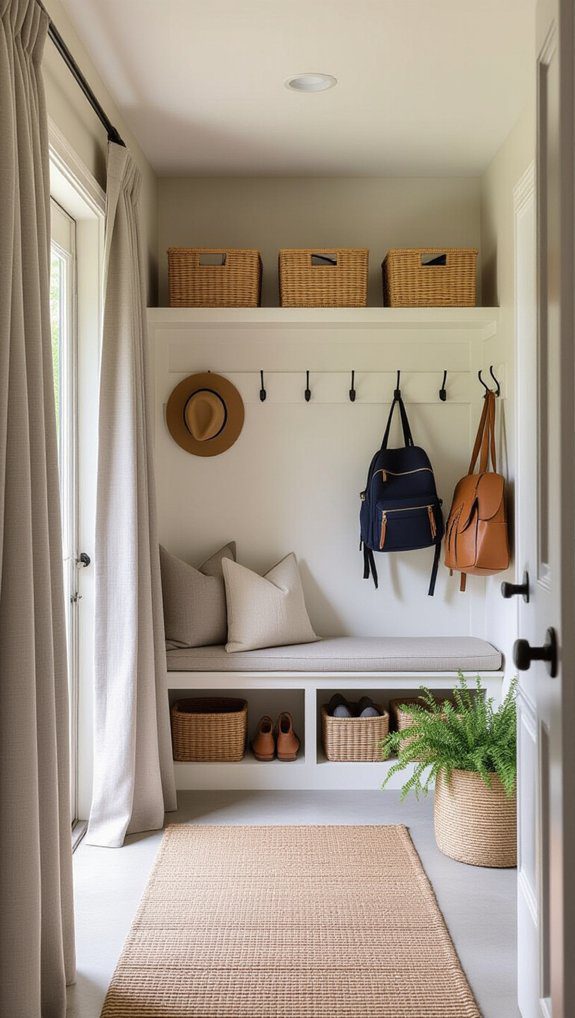 15 Garage Mudroom Ideas DIY Storage Solutions For Busy Families 16 hidden storage with curtains