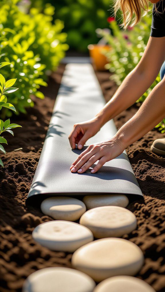 24 DIY Stone Walkway Installation Tips for Beginners 5 install landscape fabric securely