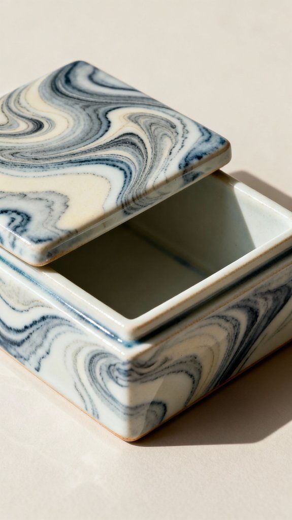 marbled underglaze swirl technique