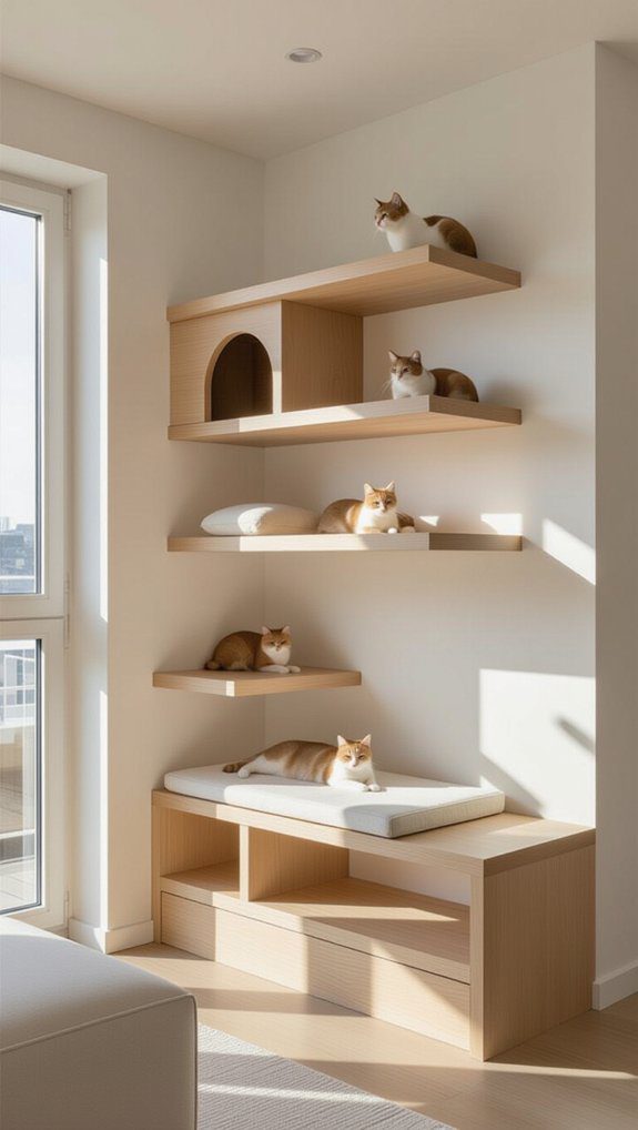 Cat Wall Shelves Modern Designs That Cats And Homeowners Love 5 optimized multi level cat apartment