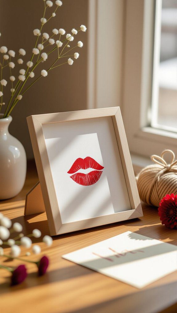 20 Cute DIY Gifts for Your Boyfriend Ideas 13 personalized lipstick kiss artwork