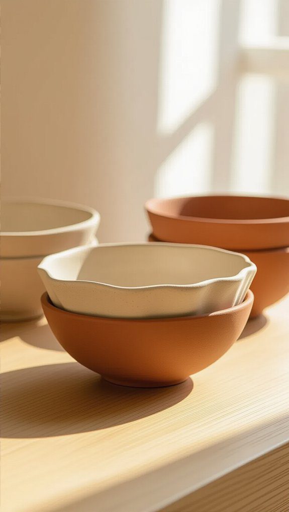 personalized ruffled clay bowls