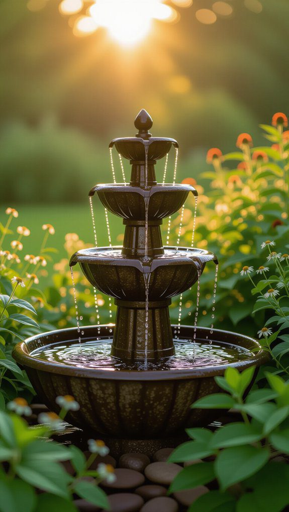 recycled container garden fountain