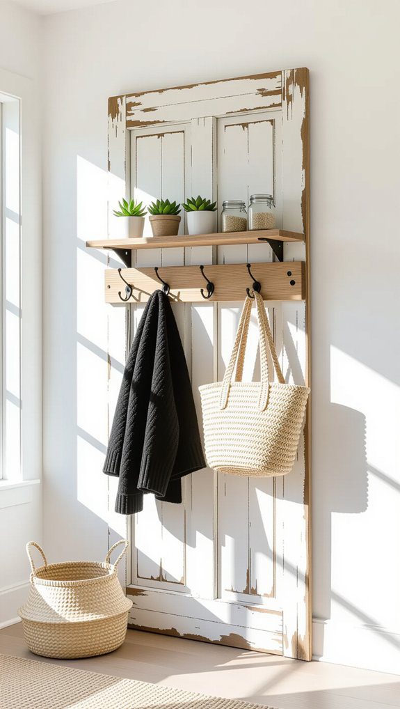 repurposed door entryway organizer
