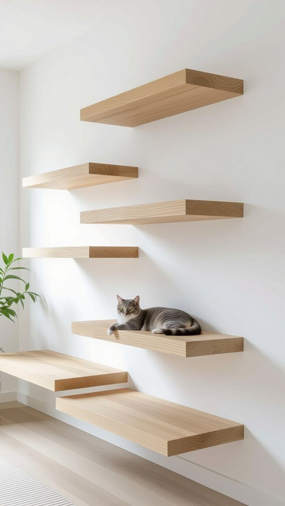 Cat Wall Shelves Modern Designs That Cats And Homeowners Love 16 vertical wooden cat playground