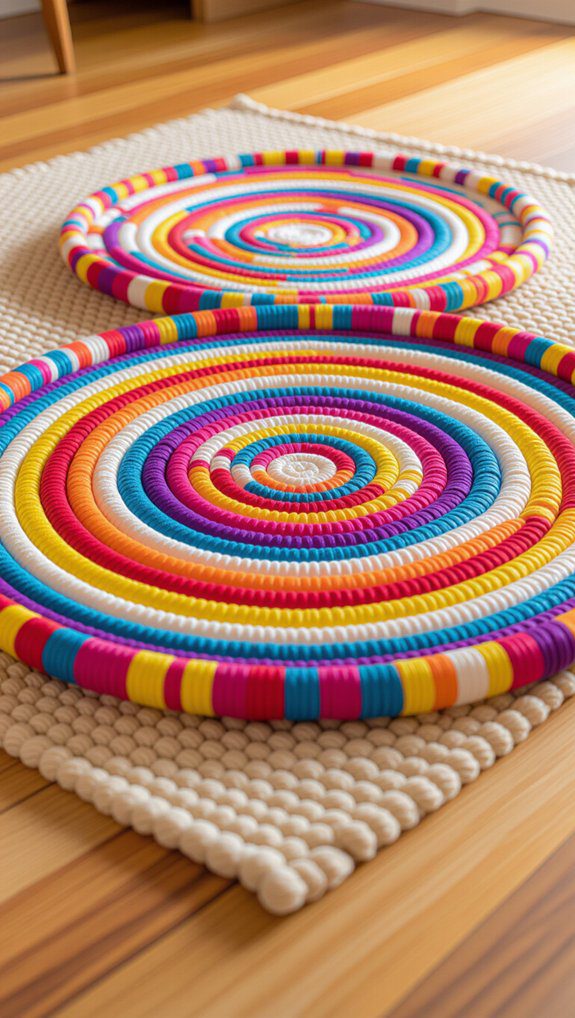 weaved hula hoop rug