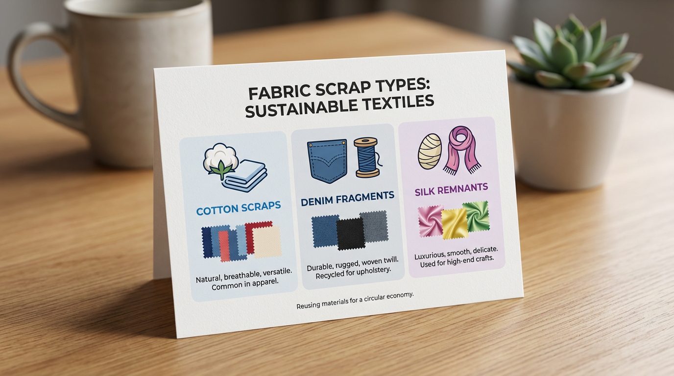 Close up of textile textures showing the variety in scrap fabric