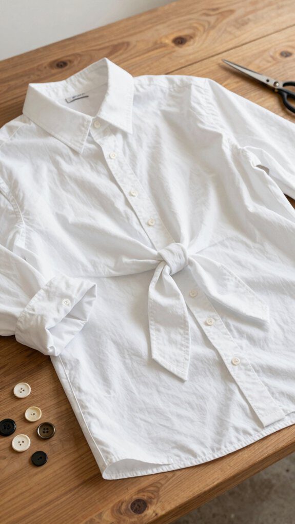 17 Upcycle Button Down Shirt Ideas for Easy Refashioning 4 adjustable tie front top