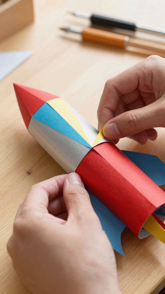 assemble paper rocket ship