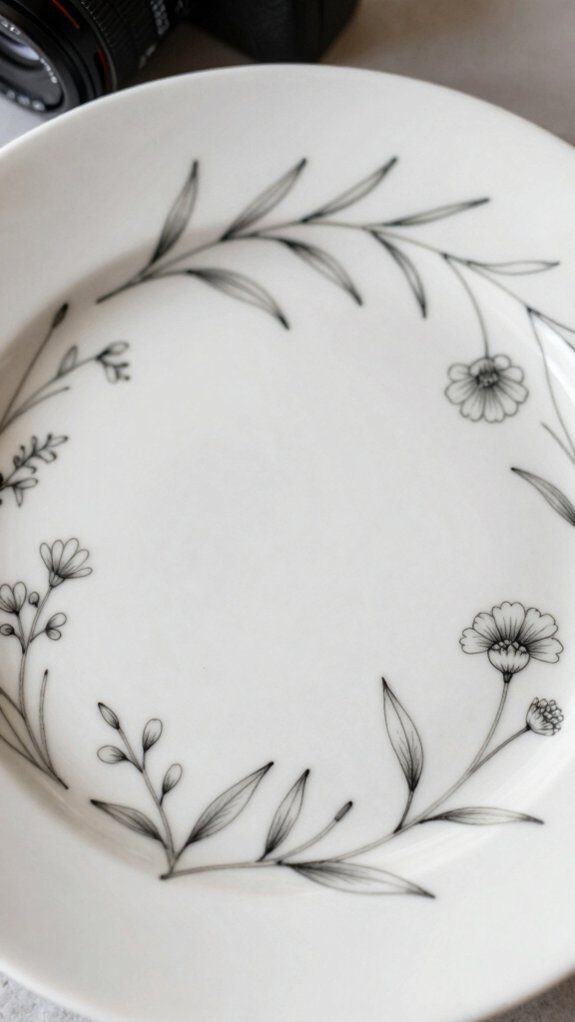 15 Ceramic Plate Painting Ideas for Creative Home Decor 2 botanical line art technique