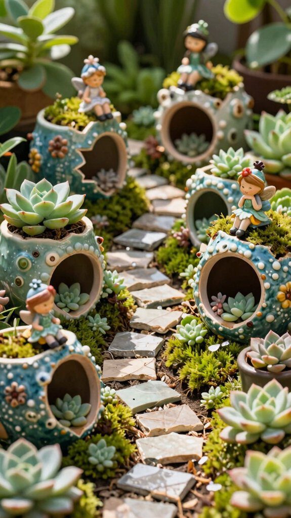 broken pottery fairy garden