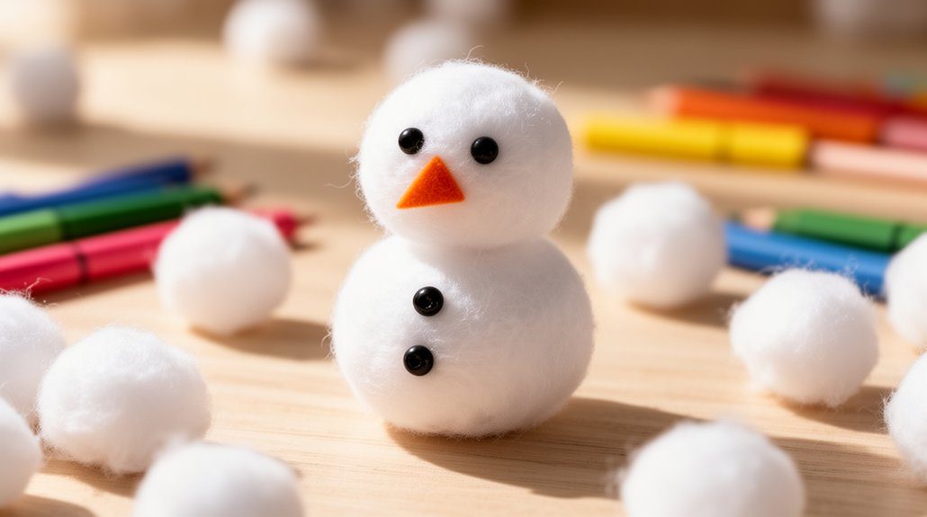 cotton ball snowman craft
