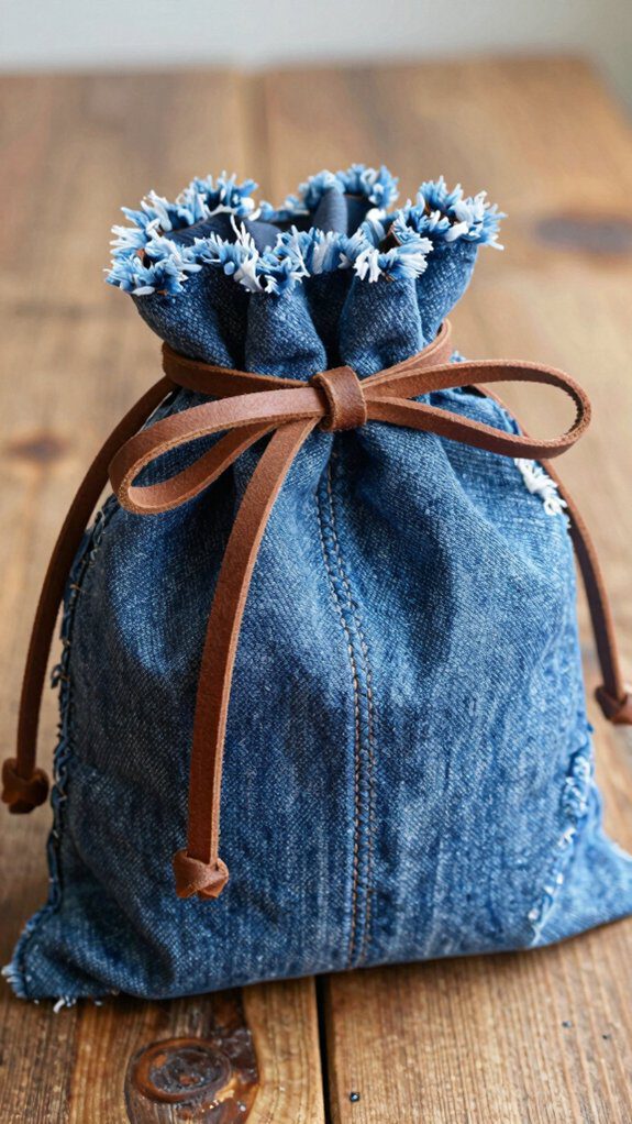 cozy denim drawstring pouch