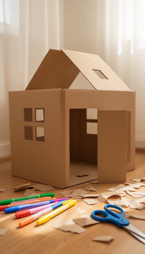 creative cardboard playhouse building