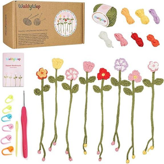 crochet flower bookmarks kit