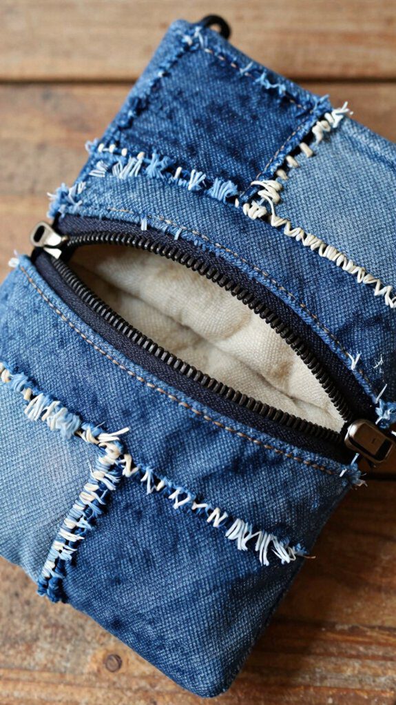 denim scrap coin pouch