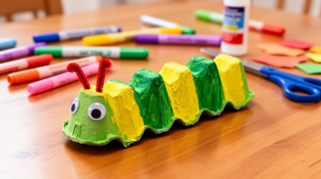 egg carton caterpillar craft
