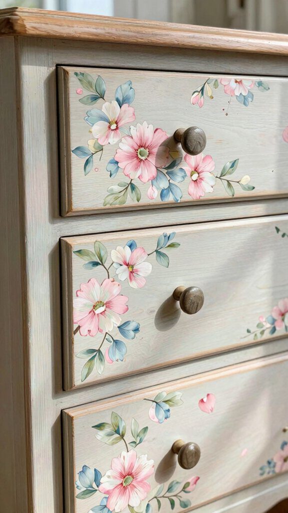 floral painted dresser transformation