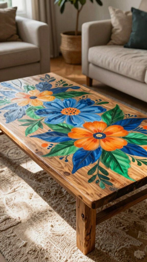hand painted vintage coffee tables