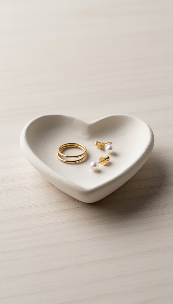 heart shaped clay trinket dish