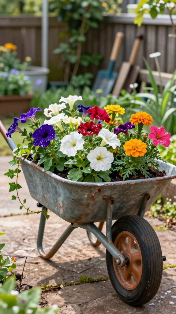 mobile garden wheelbarrow display