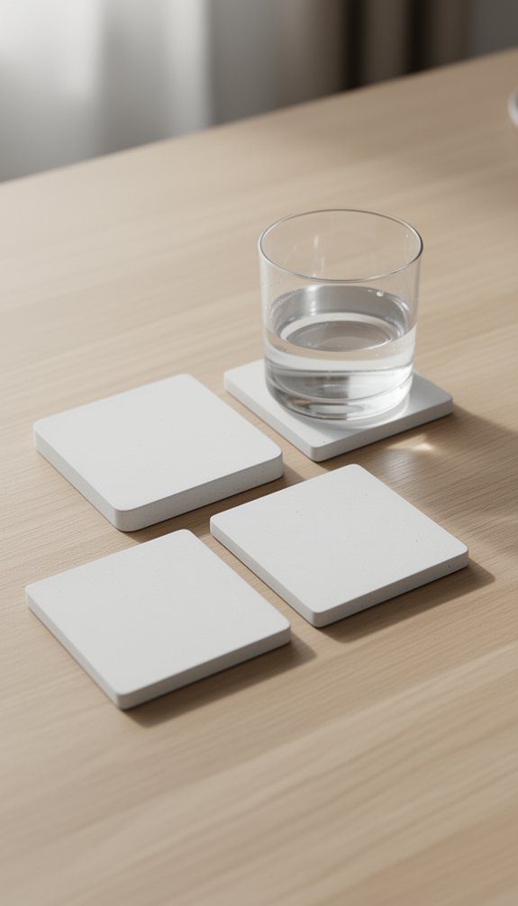 modern white cement coasters
