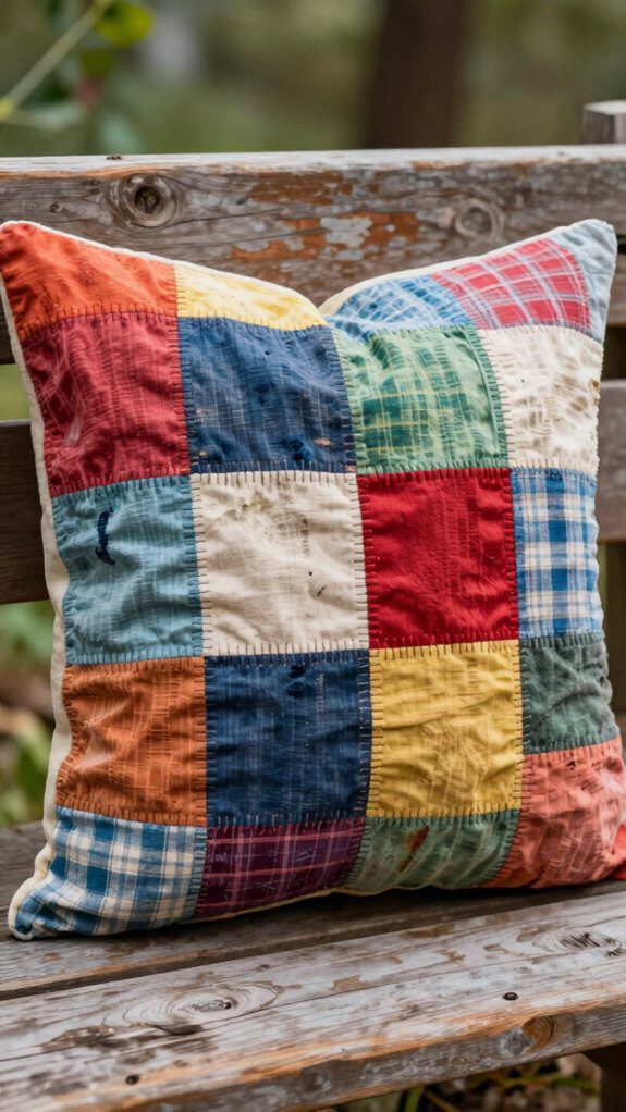 17 Upcycle T-Shirt Ideas to Give Old Tees a New Life 8 patchwork pillow cover creation