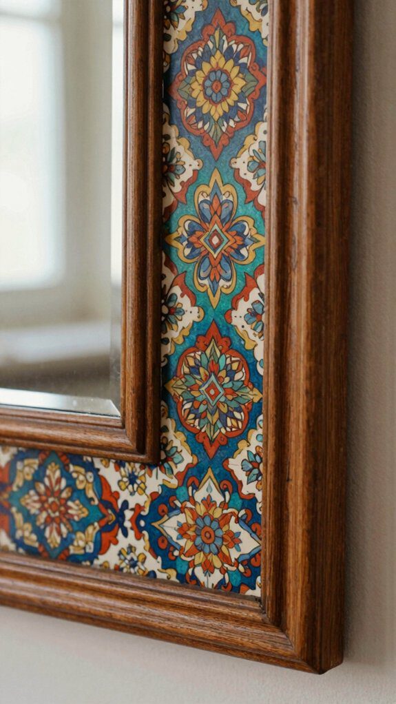 patterned wallpaper mirror frame