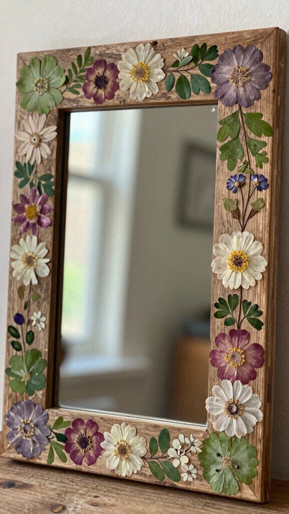 pressed flower mirror decor