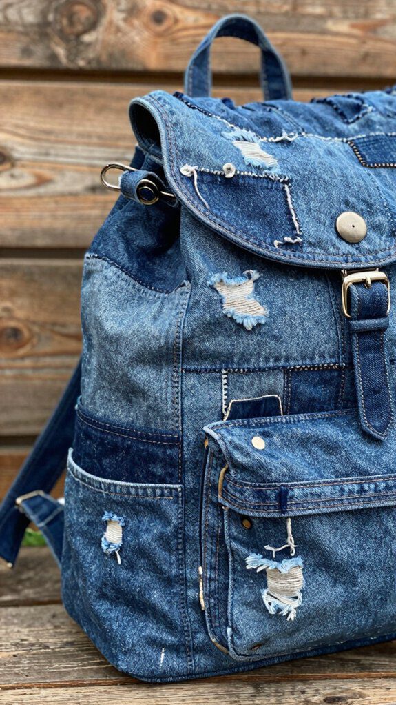 recycled denim backpack creation