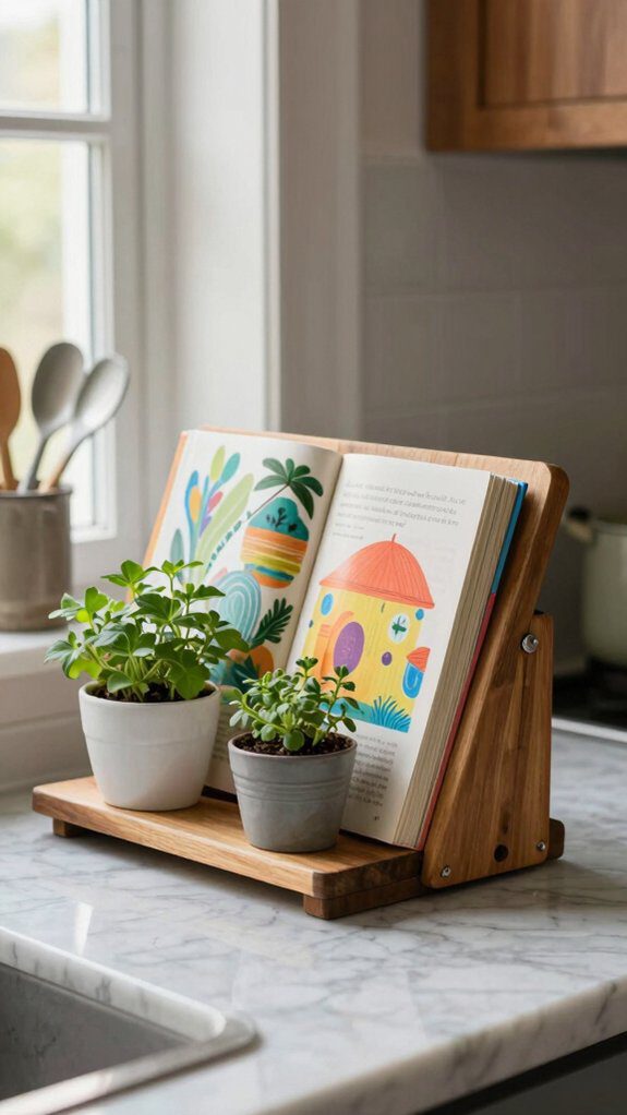 repurposed magazine rack cookbook