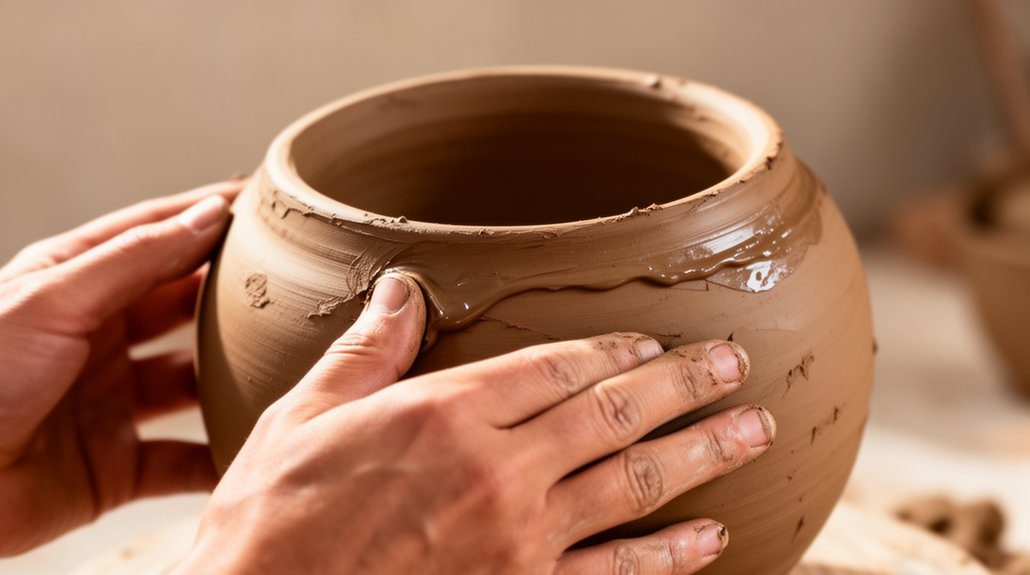 shape clay over mold