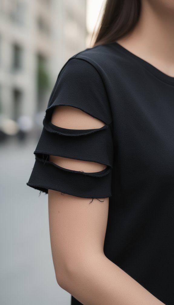 slashed sleeve t shirt makeover