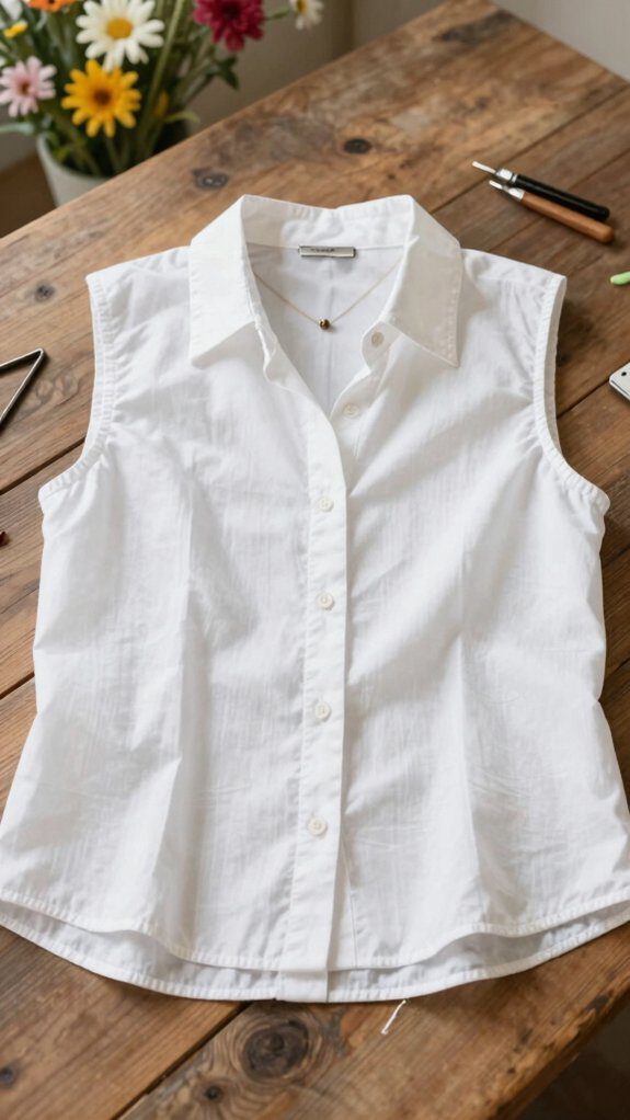 17 Upcycle Button Down Shirt Ideas for Easy Refashioning 5 sleeveless summer top transformation