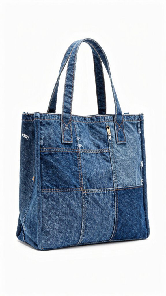 upcycled structured denim bag