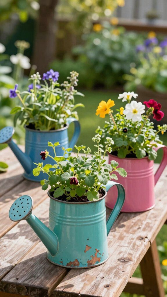 upcycled watering can planters