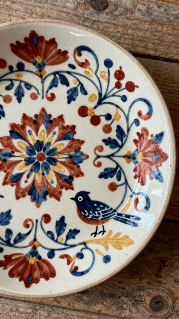 15 Ceramic Plate Painting Ideas for Creative Home Decor 10 vintage folk art beauty
