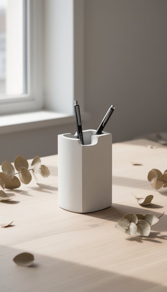 white cement pen holder