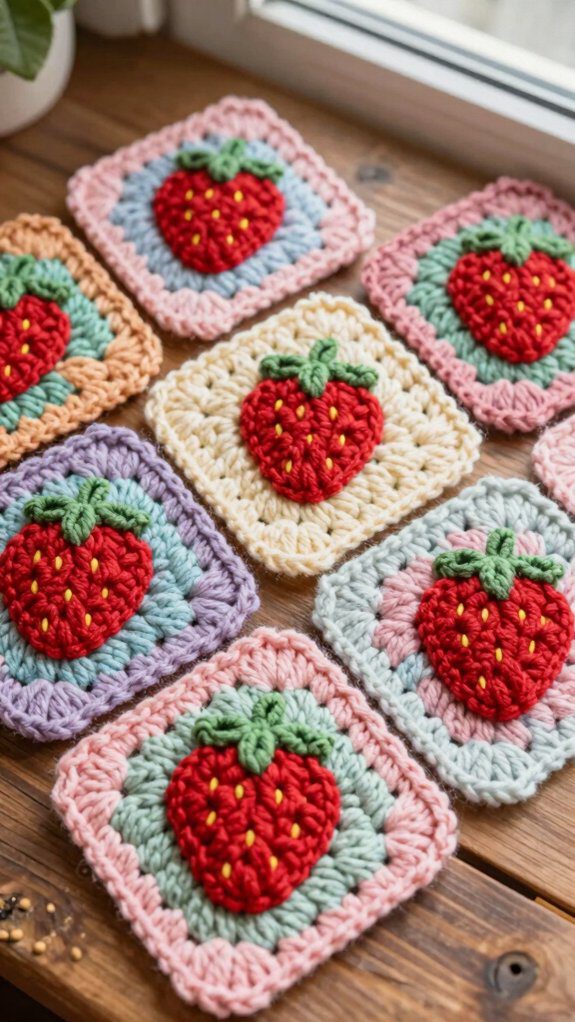 beginner crochet strawberry square