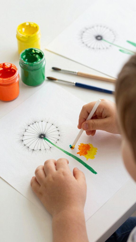 17 Dandelion Crafts for Toddlers That Are Simple and Fun 4 blow paint with dandelions