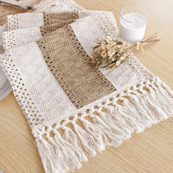 15 Best Farmhouse Furniture Pieces That Bring Cozy Charm Home 2 boho tasseled table runner