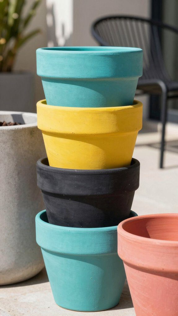 bold geometric color blocked pot